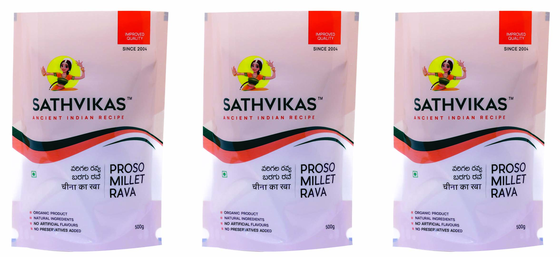 Sathvikas Varigalu / Proso Millet Ravva (500 grams) Pack Of 3.